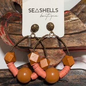 Orange and Gold Geometric Earrings